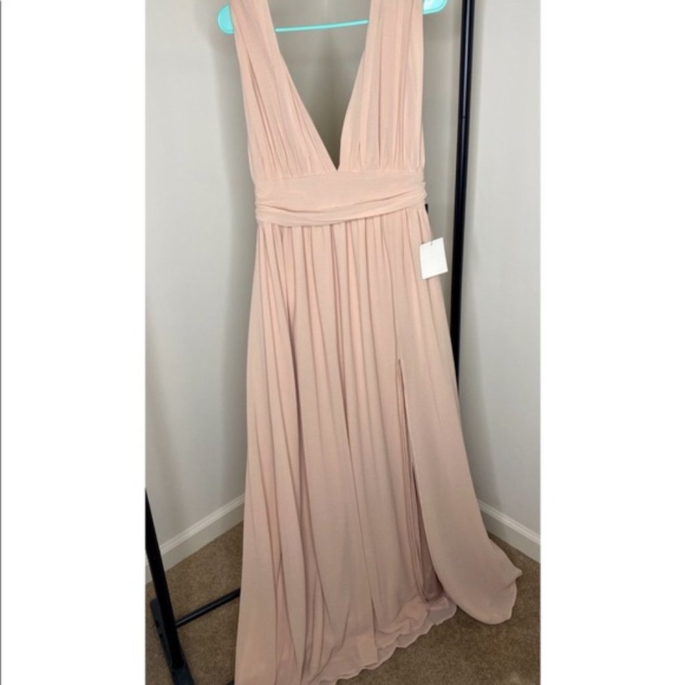 Lulu’s Blush Maxi Dress with Slit - Picture 4 of 4